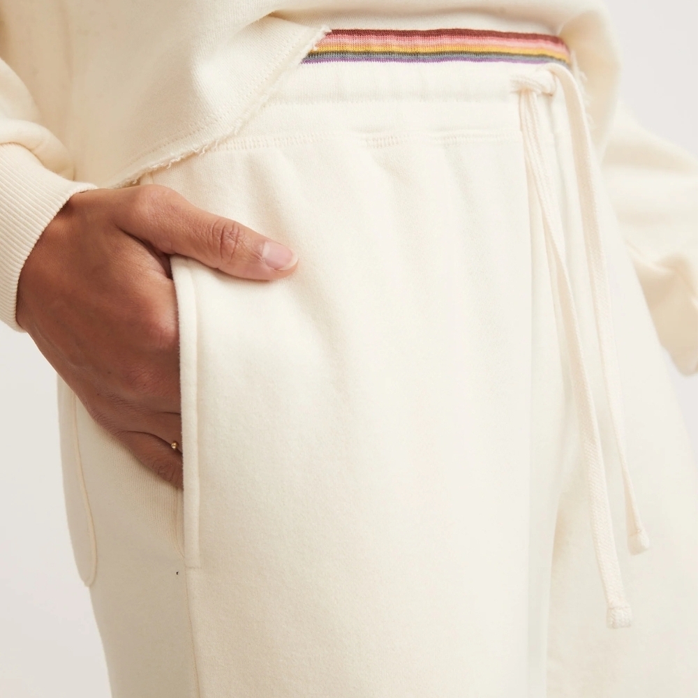 Marine Layer White Sweatpants with Multicolor Waistband